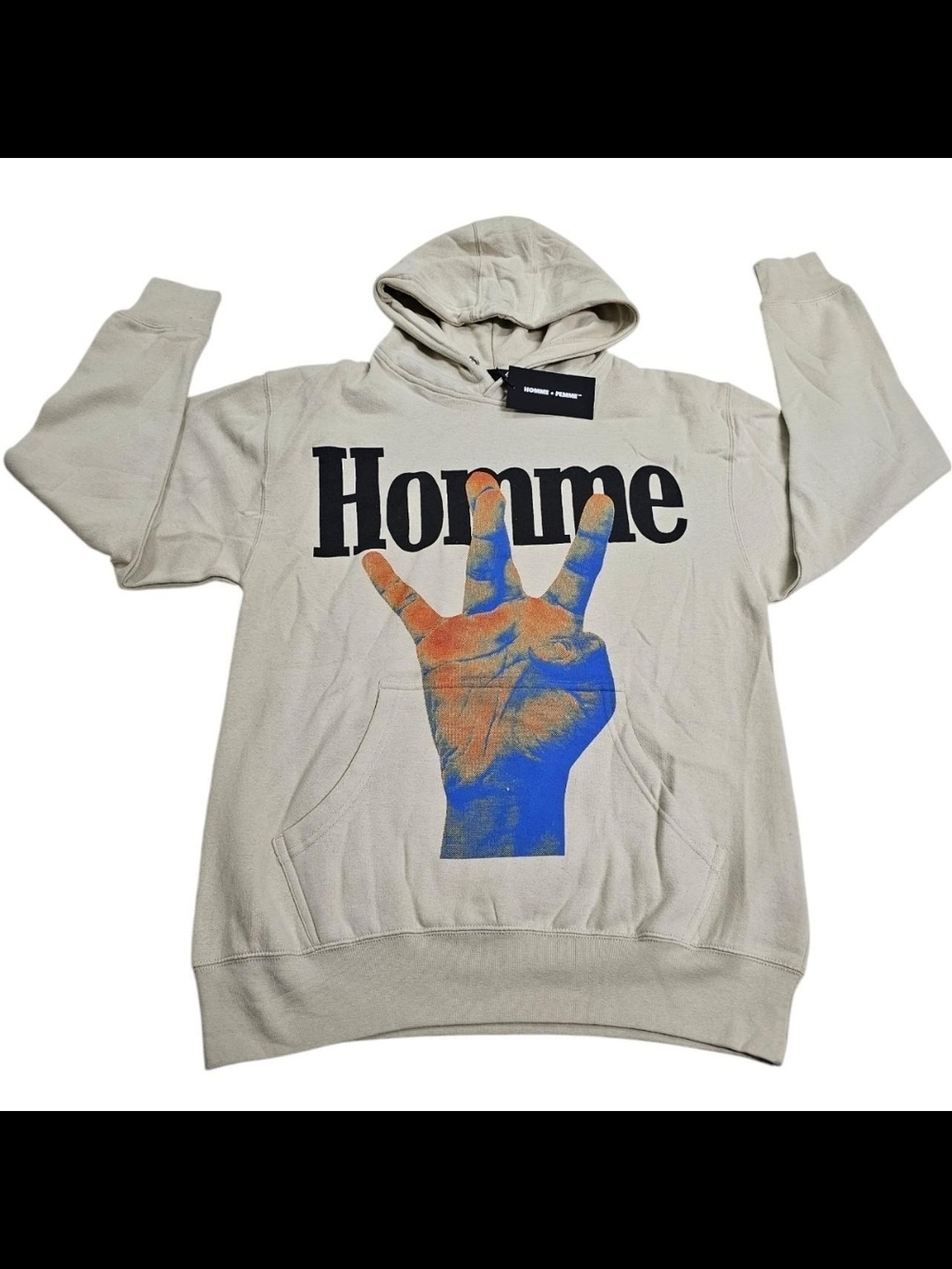 Homme Femme "Twisted Finger" Cream Medium Hoodie NWT